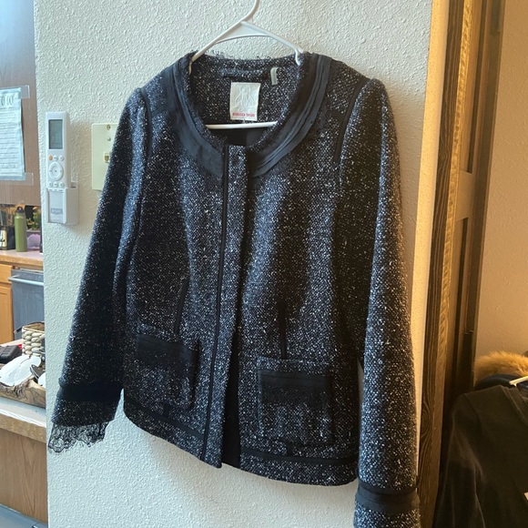 Rebecca Taylor Tweed Blazer with Lace and Detailed Piping, Rouched back - Picture 2 of 10